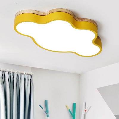 Nordic Style Cloud Ceiling Light Acrylic Candy Colored LED Flush Light in Warm/White for Study Room