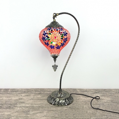 Restaurant Heart Shape Desk Light Colorful Glass One Light Moroccan Turkish Plug-In Table Lamp