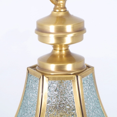 Single Light Hanging Lighting Colonial Style Metal Glass Pendant Light in Brass for Dining Room
