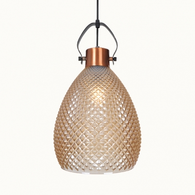 Single Light Pendant Lighting Nordic Style Lattice Glass Hanging Light for Bar Living Room