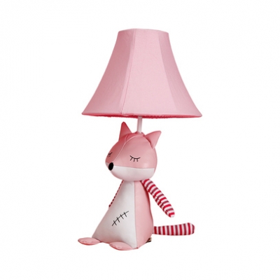 Sitting/Sleeping Fox Bedroom Desk Lamp Fabric 1 Light Animal Study Light with Plug In Cord
