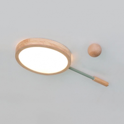Tennis Racket Kindergarten Ceiling Light Wood Creative LED Flush Mount Light in Warm White/White