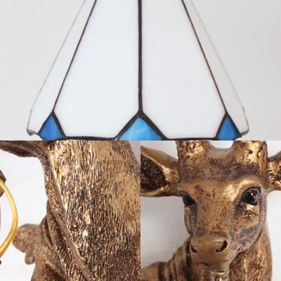 Tiffany Rustic Stylish Wall Lamp with Deer Decoration Resin 1 Head Wall Light for Living Room