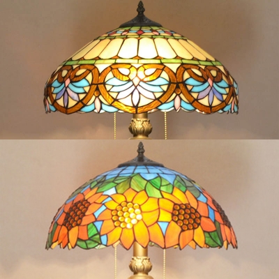Vintage Stylish Baroque/Sunflower Floor Light 1 Light Stained Glass Floor Lamp for Study Room