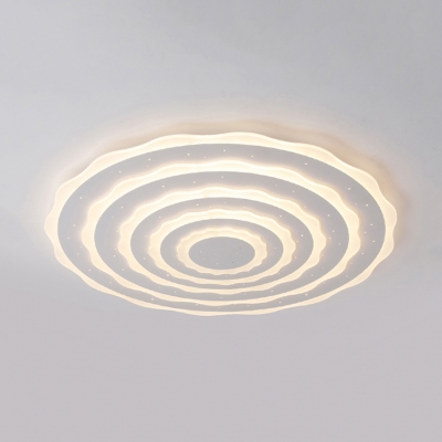 White Floral LED Flush Mount Light Modern Acrylic Ceiling Lamp in Warm/White for Living Room