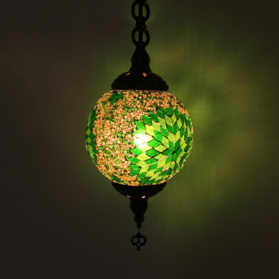 1 Light Globe Pendant Light 1/4 Pack Mosaic Stained Glass Hanging Lamp for Cloth Shop(not Specified We will be Random Shipments)