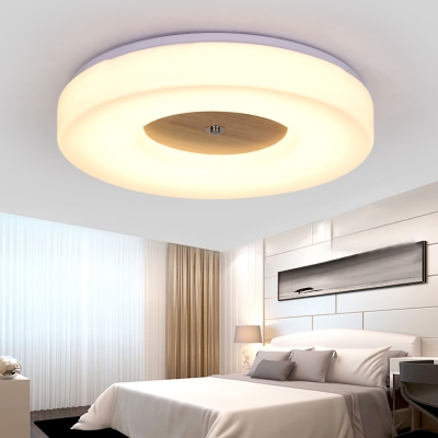 White Round Flush Mount Light Simple Style Acrylic Ceiling Lamp in Warm/White for Living Room