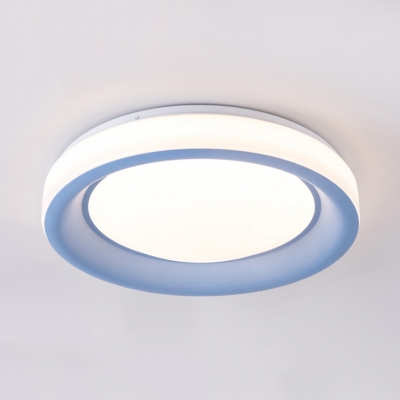 Acrylic Round LED Ceiling Lamp Living Room Modern Nordic Flush Ceiling Light in Blue/Coffee/Pink/White