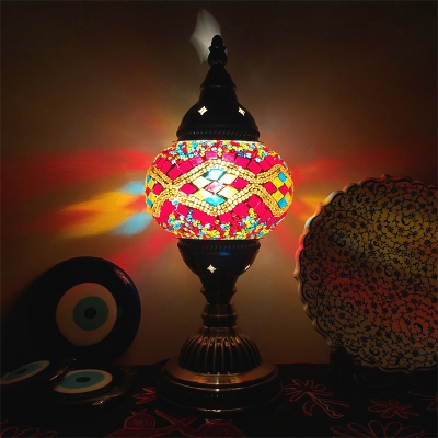 6 Designs Optional Trophy Desk Lamp 1 Light Moroccan Mosaic Stained Glass Table Light for Study Room