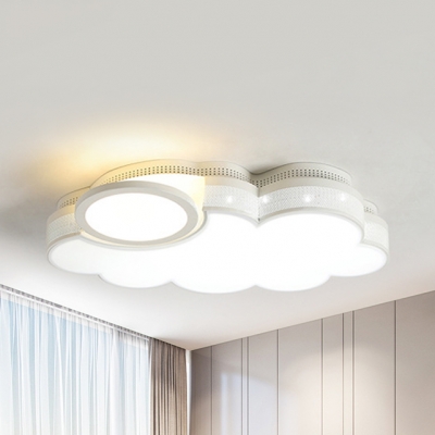 Acrylic Hollow Cloud Ceiling Light Bedroom Contemporary LED Flush Mount Light in Warm/White