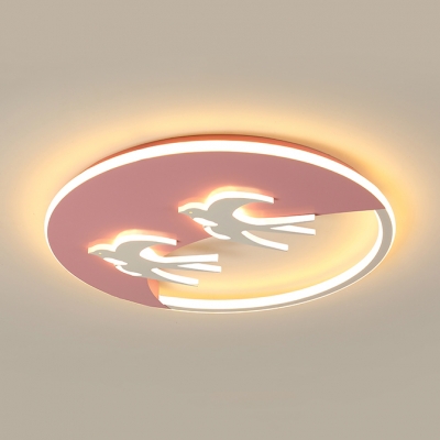 Animal Swallow Ceiling Mount Light Eye-Caring LED Flush Light in Warm/White for Kid Bedroom