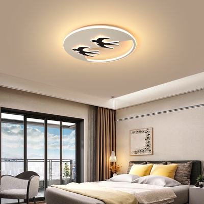 Animal Swallow Ceiling Mount Light Eye-Caring LED Flush Light in Warm/White for Kid Bedroom