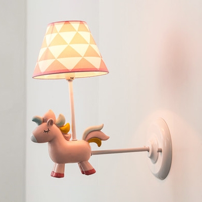 Blue/Pink Unicorn LED Sconce Light 1 Light Lovely Resin Wall Lamp for Boy Girl Bedroom