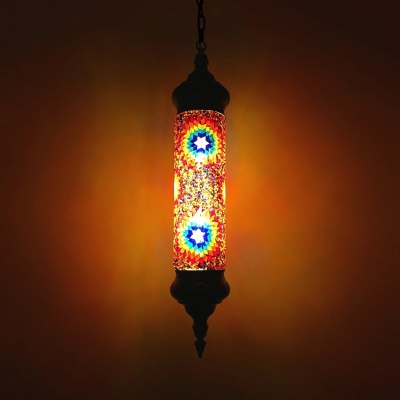 Blue/Red/Yellow Flute Pendant Light 1 Light Moroccan Glass Hanging Light for Restaurant Pack of 1/3(Random Color Delivery)
