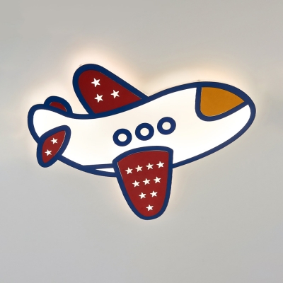 Cartoon Airplane LED Flush Light Contemporary Acrylic Ceiling Light in Warm/White for Kid Bedroom
