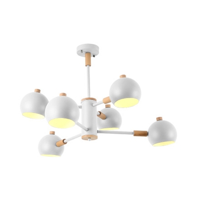 Creative Globe Chandelier 6 Lights Metal Suspension Light in Macaron White/Green/Gray for Living Room