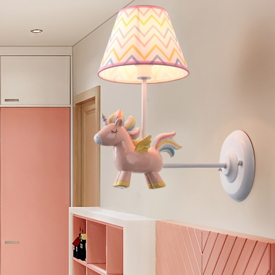Cute Blue/Pink LED Wall Lamp Unicorn Decoration 1 Light Metal Sconce Light for Child Bedroom