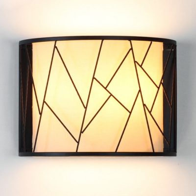 Frosted Glass Frame Wire Wall Light 2 Lights Traditional Sconce Light in White for Front Door