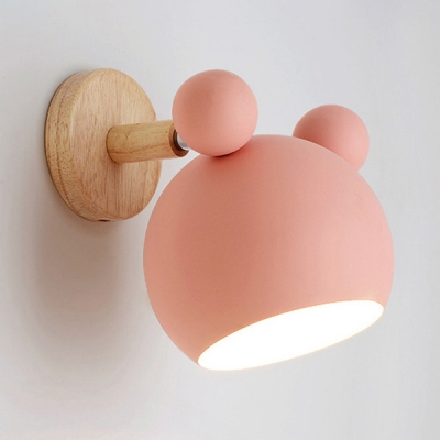 Globe Kids Bedroom Wall Sconce Metal 1 Light Cute Sconce Light in Macaron White/Green/Pink/Gray