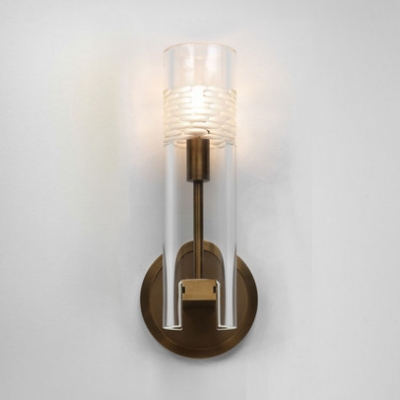 Metal Candle Wall Light with Tube Shade 1/2 Lights Traditional Sconce Light in Aged Brass for Hallway