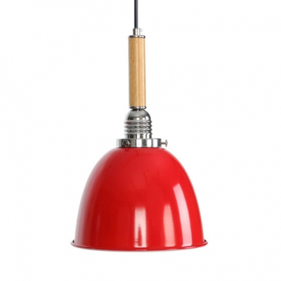 Metal Dome Shade Hanging Light Hallway Dining Room 1 Light Vintage Style Ceiling Lamp in Red