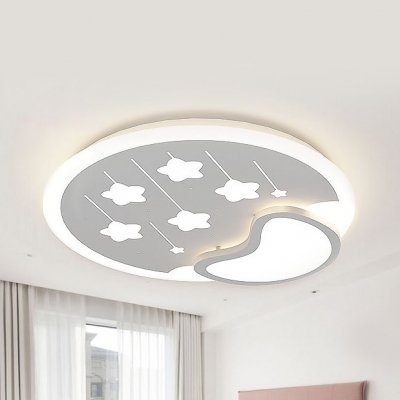 Metal Meteor Flushmount Light Lovely White LED Ceiling Lamp in Warm/White for Child Bedroom
