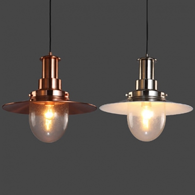 Metal Saucer Shade Hanging Light One Light Industrial Pendant Light in Copper/Nickle for Cafe
