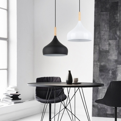 Modern Black/Gray/White Hanging Light Onion Shade 1 Light Aluminum Pendant Lamp for Cloth Shop