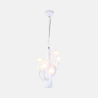 Nursing Room Mushroom Chandelier Metal 6/9 Lights Simple Style White Pendant Light