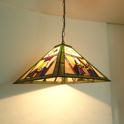 Shop Poker Hanging Light with Craftsman Shade Stained Glass 1 Head Green Pendant Light
