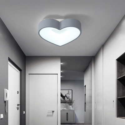 Slim Heart LED Ceiling Mount Light Modern Metal Gray Flush Light in Warm/White for Hallway