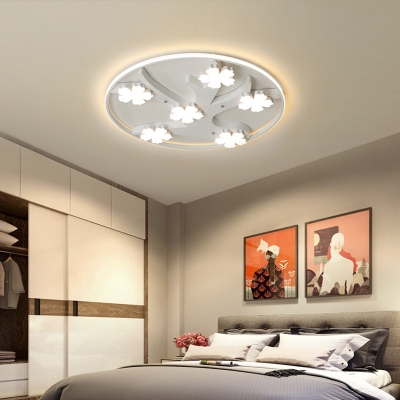 White Flower&Tree LED Flush Mount Light Modern Acrylic Ceiling Lamp in Warm/White for Child Bedroom