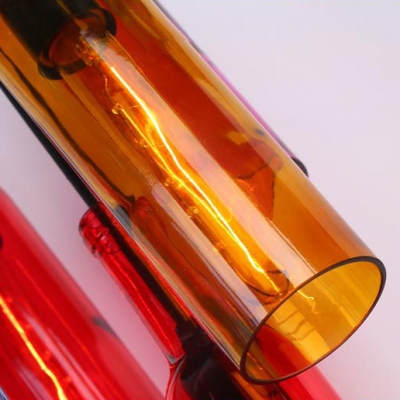 Creative Multi-Color Ceiling Pendant Wine Bottle 3/5 Lights Glass Hanging Lamp for Shop Bar