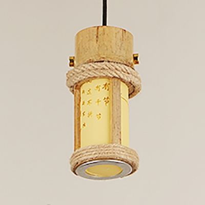 Bamboo Flute Pendant Light Single Light Antique Style Suspension Light in Beige for Cafe