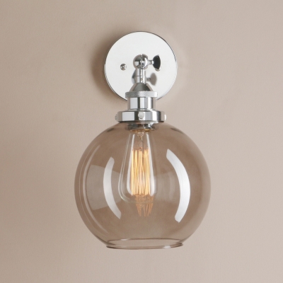 Bedroom Globe Shade Wall Light Smoke Gray Open Bulb 1 Light Antique Style Sconce Light