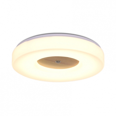 White Round Flush Mount Light Simple Style Acrylic Ceiling Lamp in Warm/White for Living Room