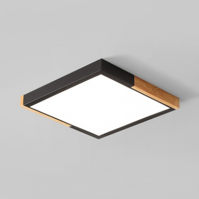 Simple Style Black/White Flush Light Square Shade Acrylic Warm/White Lighting LED Ceiling Lamp for Restaurant
