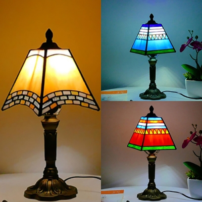 Craftsman Study Room Table Light Stained Glass 1 Head Tiffany Stylish Desk Light in Blue/Orange/Yellow