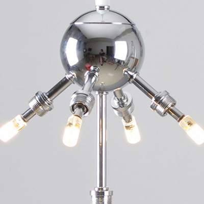 5 Lights Globe Shade Chandelier Modern Amber/Clear/Multi-Color/Smoke Pendant Light for Restaurant