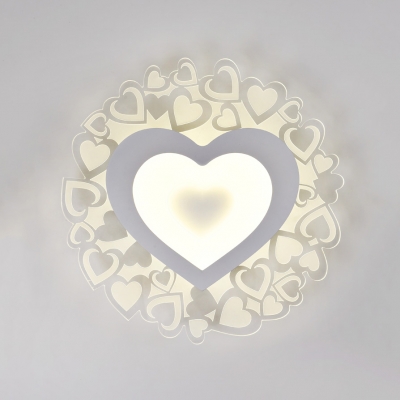 Abstracted Pattern/Heart LED Ceiling Light Acrylic Modern Flush Light in Warm/White for Boys Girls Bedroom