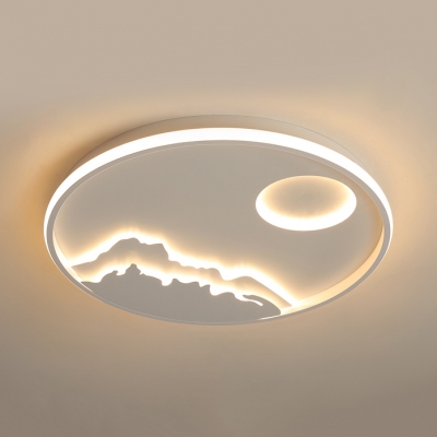 Acrylic Sun Mountain Flushmount Light Modern LED Ceiling Lamp in Warm/White/Stepless Dimming