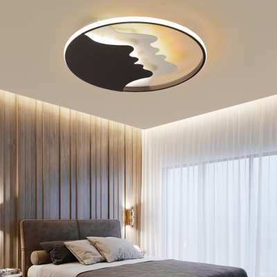 Adult Bedroom Face LED Ceiling Mount Light Metal Modern Style Warm/White/Stepless Dimming Ceiling Lamp