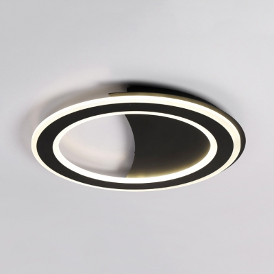 Black/White Circle Flush Mount Light Modern Metal Third Gear/Warm/White LED Ceiling Light for Kitchen