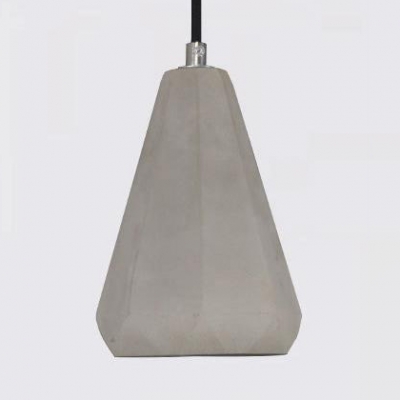 Cement Triangle Shade Pendant Light Restaurant 1 Light Vintage Style Hanging Lamp in Gray