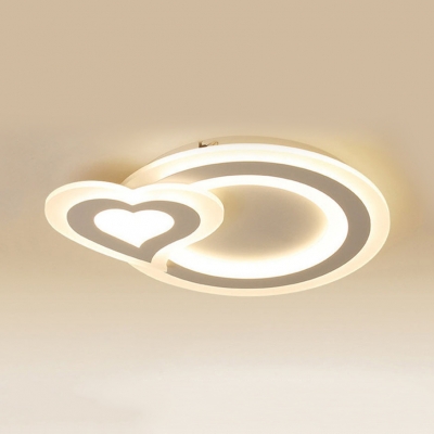 Circle/Heart/Penguin Flush Mount Light Cute Acrylic LED Ceiling Light in Warm/White for Kid Bedroom