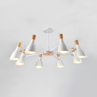 Creative Bottle Chandelier 8 Lights Metal Ceiling Lamp in White/Gray/Green/Pink for Hotel