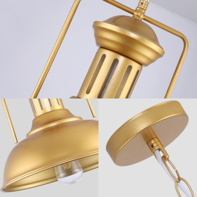 Domed Shade Kitchen Pendant Lighting Metal 1 Light Industrial Suspension Light in Gold