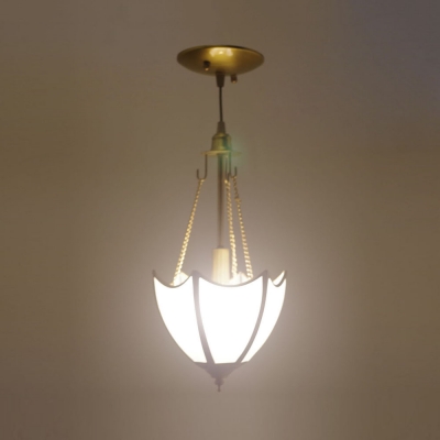 Frosted Glass Metal Ceiling Light 1 Light Colonial Style Pendant Light in Brass for Bathroom