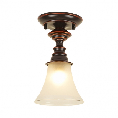 Hallway Bell Shade Ceiling Mount Light Frosted Glass 1 Light Vintage Style Ceiling Lamp