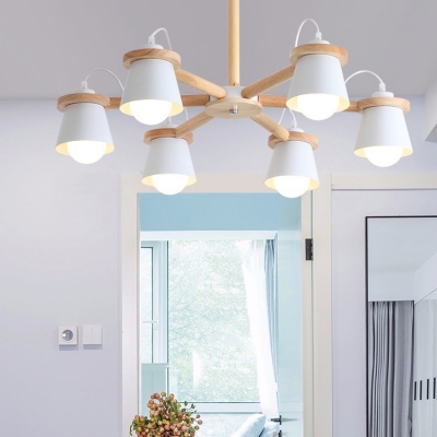 Metal Bucket Hanging Light 6 Lights Macaron Loft Candy Colored Chandelier for Living Room